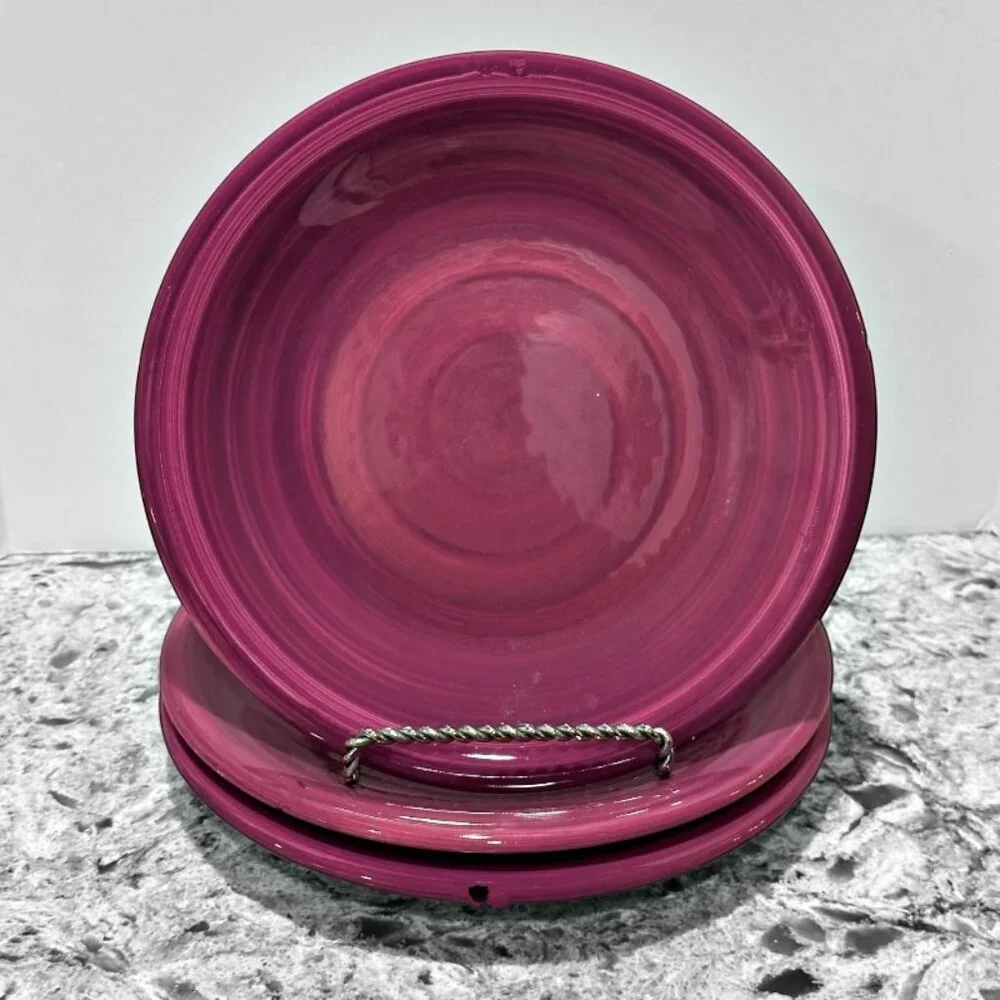 Furio Stoneware Purple Swirl Salad Plates Set of 3 Made in Italy 8 Inch Vintage